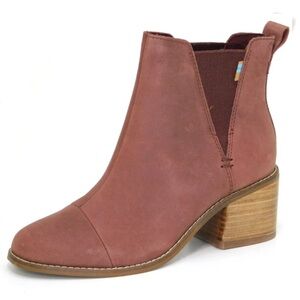 Toms Esme Block Heel Booties in Burnt Henna Leather Red